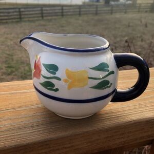 Dansk Tulip Creamer Red Blue Yellow Flowers Ceramic Pitcher